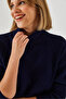 Women's Navy Blue Turtleneck Knitwear Sweater 20246916 - 8