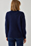 Women's Navy Blue Turtleneck Knitwear Sweater 20246916 - 3
