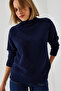 Women's Navy Blue Turtleneck Knitwear Sweater 20246916 - 4