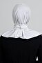 White Practical Ready-made Interlocking Hijab Scarf Sandy Fabric with Snaps at the Back 2101_42 - 3