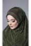 وشاح حجاب متشابك عملي كاكي جاهز الصنع قماش فوكورو مطوي زهرة منقوشة قطع ليزر 1829_09 - 3