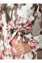Batik printed belted fragmented linen dress - salmon - 5