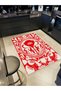 Barcelona Collection Red Beige Modern Flower and Leaves Woven Base Decorative Carpet Barcelona01 - 3