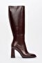 Decer Burgundy Skin Women's Heeled Boots - 4