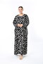 WOMEN'S BLACK AND WHITE PATTERNED LARGE SIZE DRESS - 2