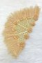 Gold Bridal Fan, Henna Fan with Wooden Feather Lace and 3D Flower Embellishment, Large Size Fan - 2