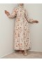 Orange Linen Dress - Drawstring Waist and Printed - 5