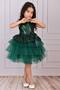 Girl's Sequin Tulle Evening Dress Green - 5