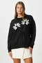 Women's Miranda Flower Detail Black Knitwear Sweater - 6