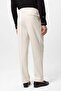 Ecru High Waist Buckle Detailed Comfortable Fit Men's Pants - 5