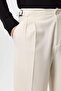 Ecru High Waist Buckle Detailed Comfortable Fit Men's Pants - 4