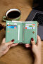 9756 Genuine Leather Special Design Zippered Women's Wallet Mint - 2