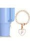 Letter F Heart Thermos Compatible White Charm Accessory Hanging Ornament