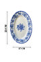 Antique baby blue 2-piece 25cm premium porcelain medium boat-shaped presentation serving set - blue - 3