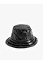 Faux Leather Bucket Hat Soft Filled Inside