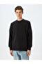 Basic Crew Neck Sweatshirt with Cotton Blend - 3