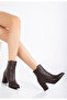 Women's Pointed Toe Heeled Brown Boots - 2