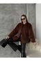 Coffee Plush Coat |   F1608 - 2