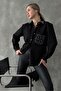 Pocketed Rhinestone Shirt - Black |   F1617 - Black