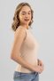 Women's Cotton Crew Neck Sleeveless Combed Body T-Shirt Skin Color - 4