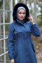 Tunnel Detailed Cashmere Coat Indigo 1226 - 3