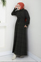 Khaki Winter Dress - Lace-Up Waist, 8076Ukb929-M - 2