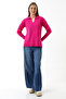 Women's Polo Neck Long Sleeve Knitwear Blouse Pink - 6