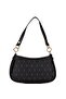 Woman's Black Vegan Leather Patterned Sleeve Cross Shoulder Bag - 3