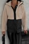 Women's Beige Snap Fastener Double Pocket Hooded Quilted Coat