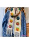 Hand Knitted Rose Motif Bohemian Crochet Scarf & Fingerless Gloves Set - 4