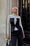 Half Fisherman Women's Blouse with Beige Vest Garnish - 4
