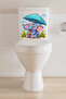 Cute Elephant Sitting with a Umbrella under the Rain Themed Toilet Seat Sticker Bathroom Sticker - 5