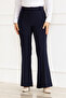 Women's Waist Belt Stretch Spanish Leg Fabric Pants with Zipper - 3