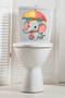 Tiny Cute Elephant with Colorful Umbrella Toilet Seat Sticker Bathroom Sticker - 5