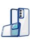 Galaxy A04S Case Metal Camera Protruding Edges Colorful Transparent Cover Flora - Navy Blue