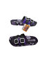 Women's Black-Purple-Floral Patterned Double Buckle Non-Slip Sole Daily Walking Slippers
