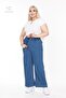 Plus Size Elastic Waist Comfort Model Wide Leg High Waisted Soft Texture Jeans Jeans - 6