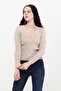 Women's Beige Long Sleeve Buttoned Crispy Cardigan