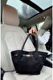 Women's Black Suede Leather Long Strap Magnet Closure Shoulder & Hand Bag