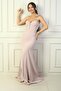 Women's Strapless Lace up Back Lining Underwire Long Fish Evening Dress