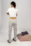 Women's Elastic Waist 100% Cotton Ribbon Patterned Pajama Bottoms Gray Cloud - 5