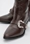Any Brown Skin Stone Genuine Leather Women's Heeled Boots - 3