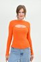 Women's Knitwear Fabric Low-Cut Designed Orange Sweater 581543 - 6