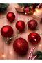 Christmas Pine Tree Ornament Red Christmas Ball 4 cm 6 Pieces Red Christmas Cici Balls - 3