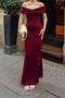 Burgundy Nico Draped Madonna Collar Slit Women's Midi Dress - 5