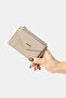 9116 Genuine Leather Magnetic Special Design Women's Wallet Beige - 8
