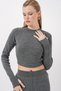 15905 Women's Crop Sweater Pants Knitwear Top and Bottom Set - Smoked - 3