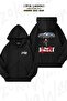 Oversize Hotline Miami Neo Tokyo Back Printed Zippered Hooded Black Cardigan (2 Yarn)