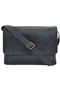 Aiden Genuine Leather & Canvas Mini Crossbody Messenger Bag Black
