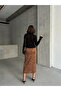 Kamel Kahve F 1665 Leopard Printed Skirt F1665 - 5